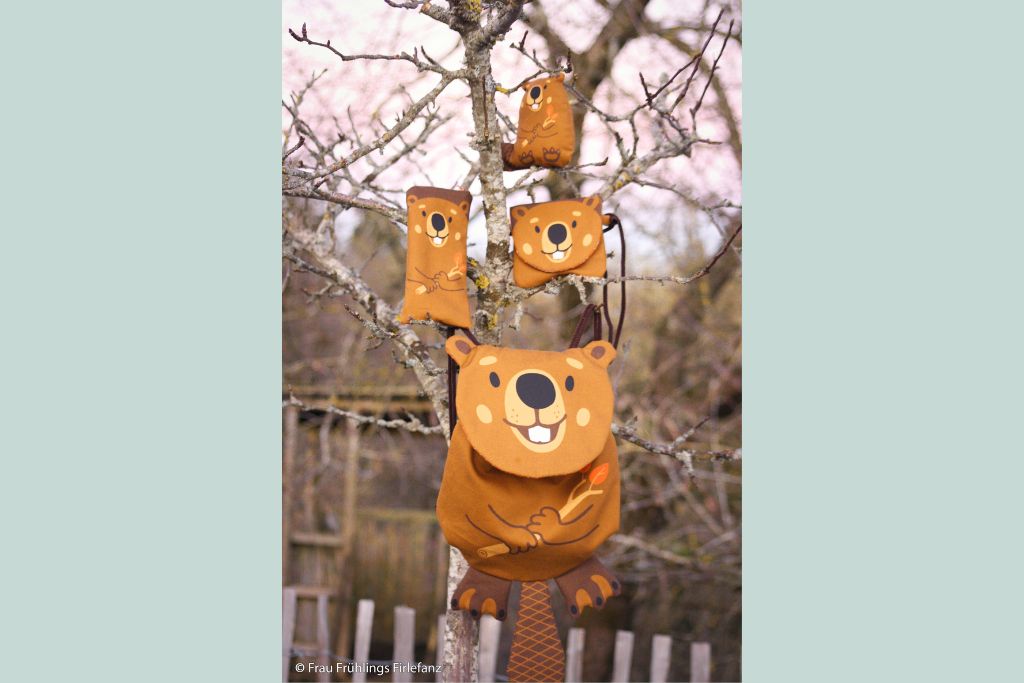 B-Ware DIY-Panel Biber, Tierbeutel Käselotti, Canvas