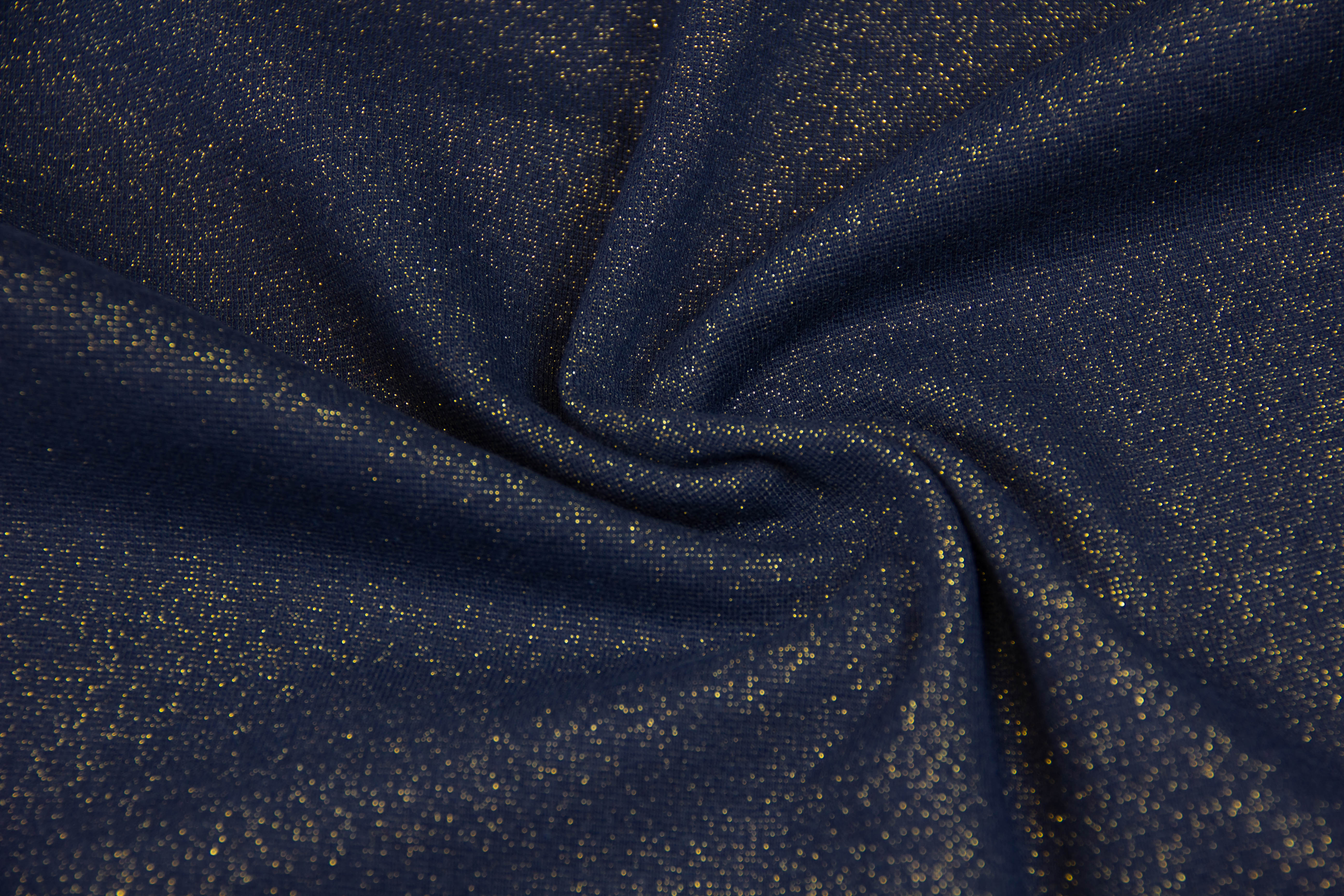 Glitzerbündchen, Strickschlauch, dunkelblau/gold, 0,5 m