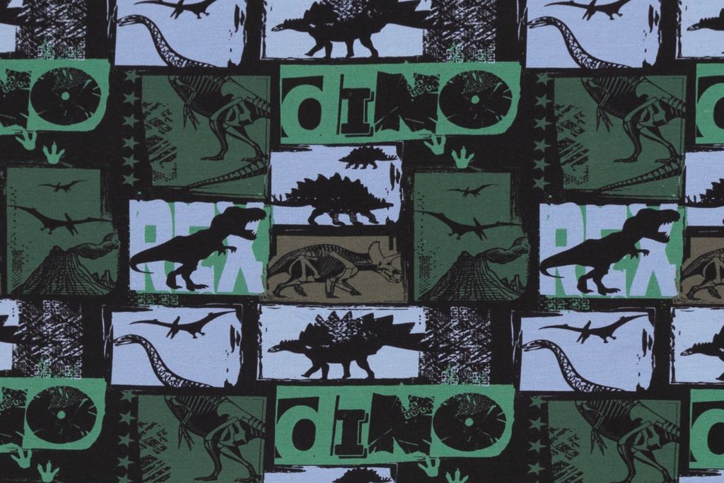 Sweat angeraut, mit Dinosauriern, grün, 0,5 m