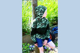 Sweat angeraut, mit Dinosauriern, grün, 0,5 m