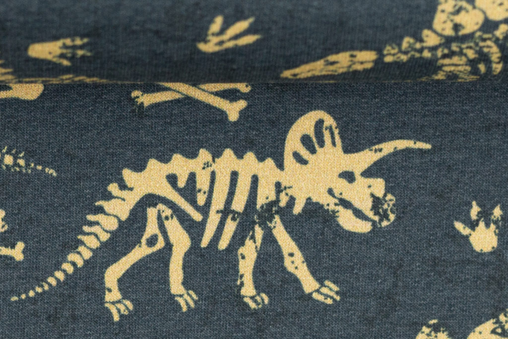 Restmenge 32 cm Sweat mit Dinosauriern, jeansblau