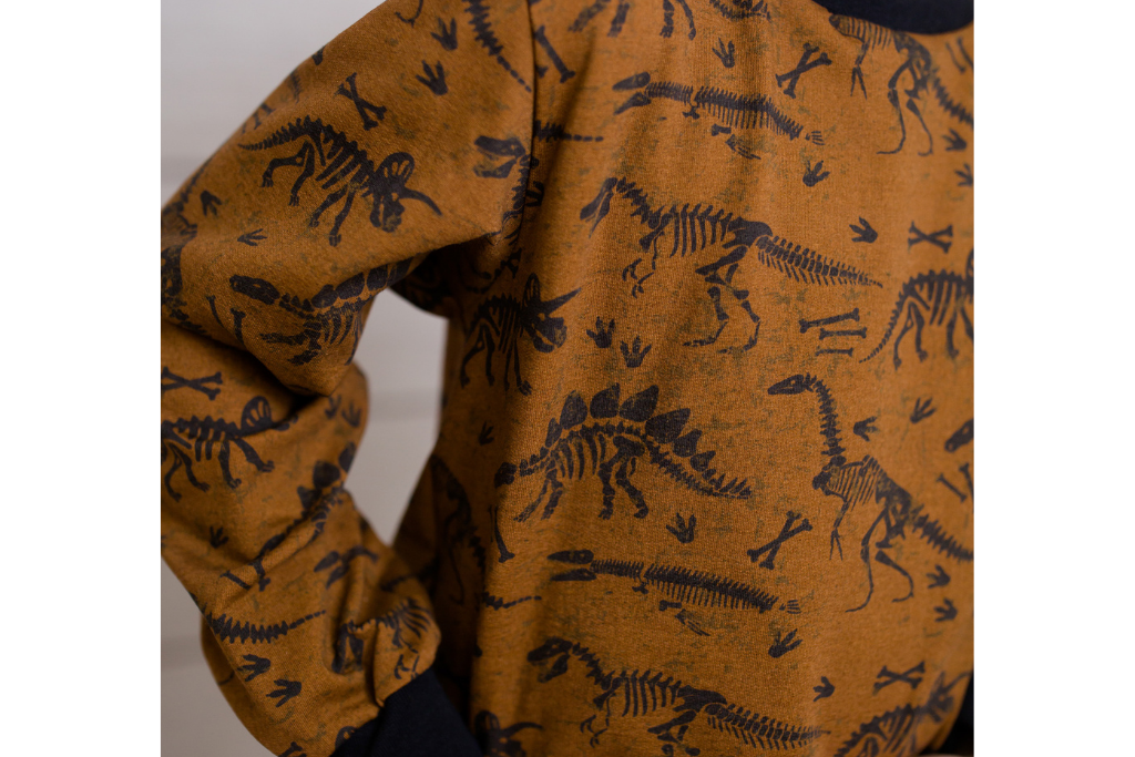 Sweat mit Dinosauriern, terracotta, 0,5 m