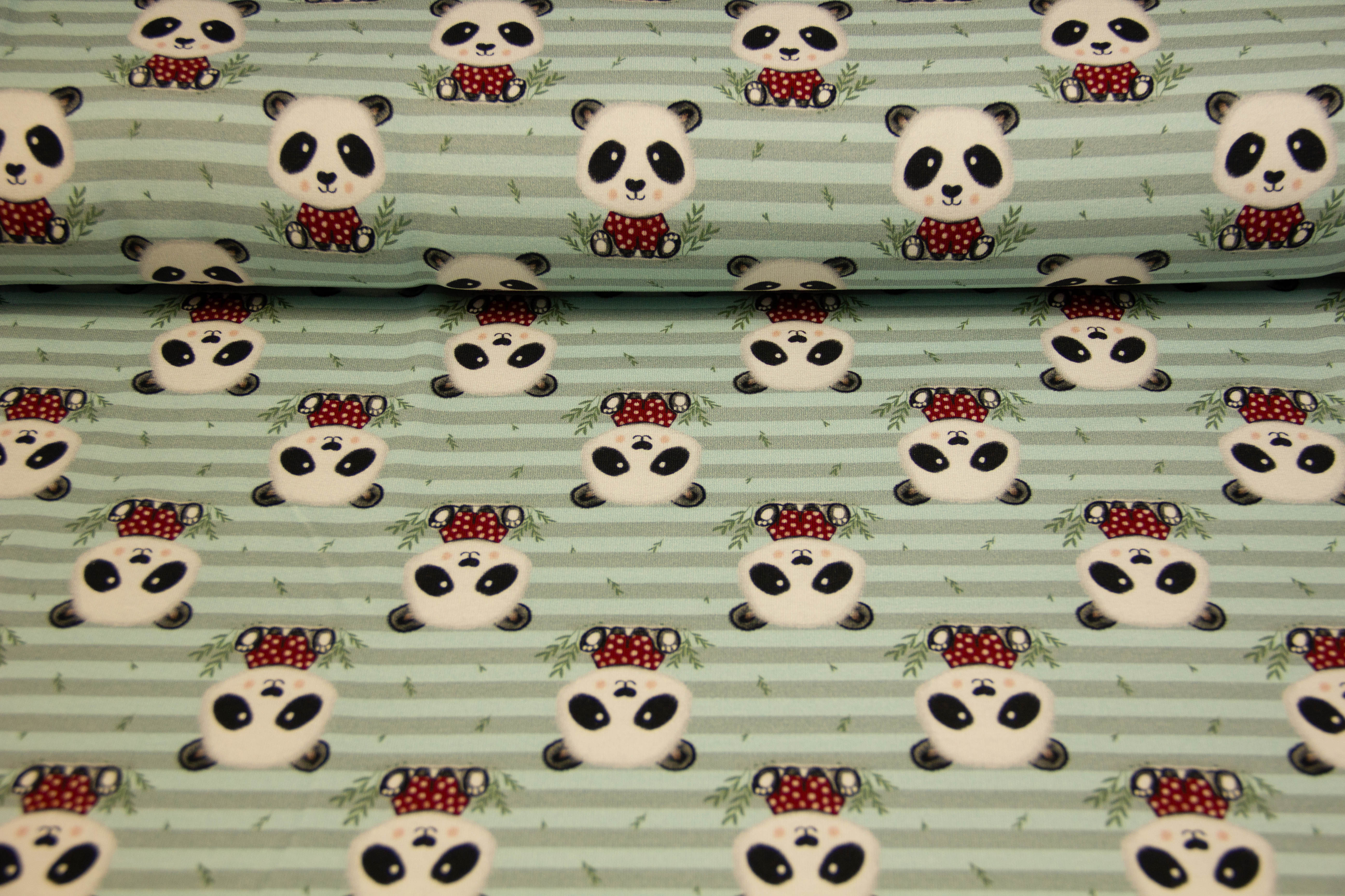Sweat mit Pandas, Fräulein von Julie, grün, 0,5 m