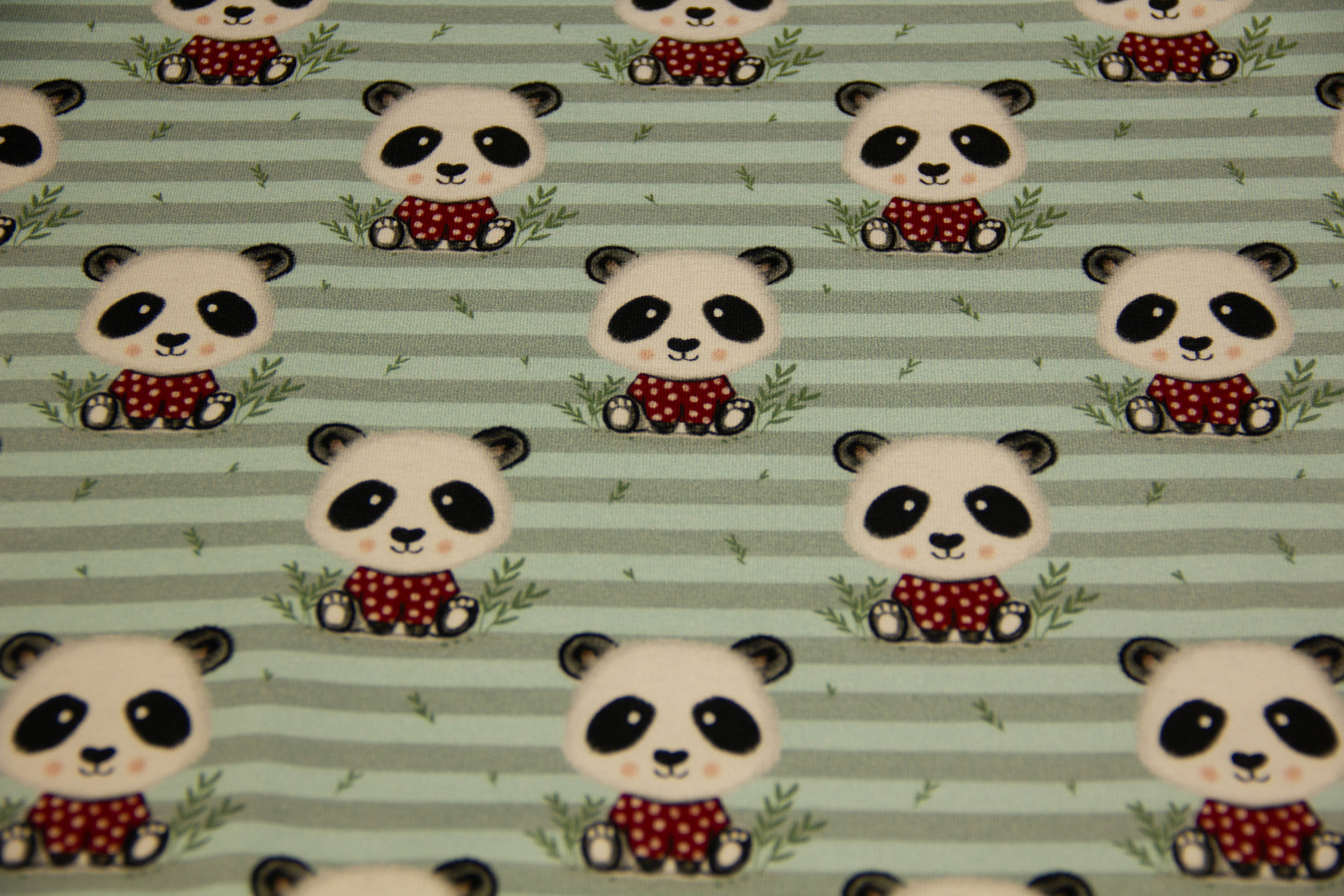 Sweat mit Pandas, Fräulein von Julie, grün, 0,5 m