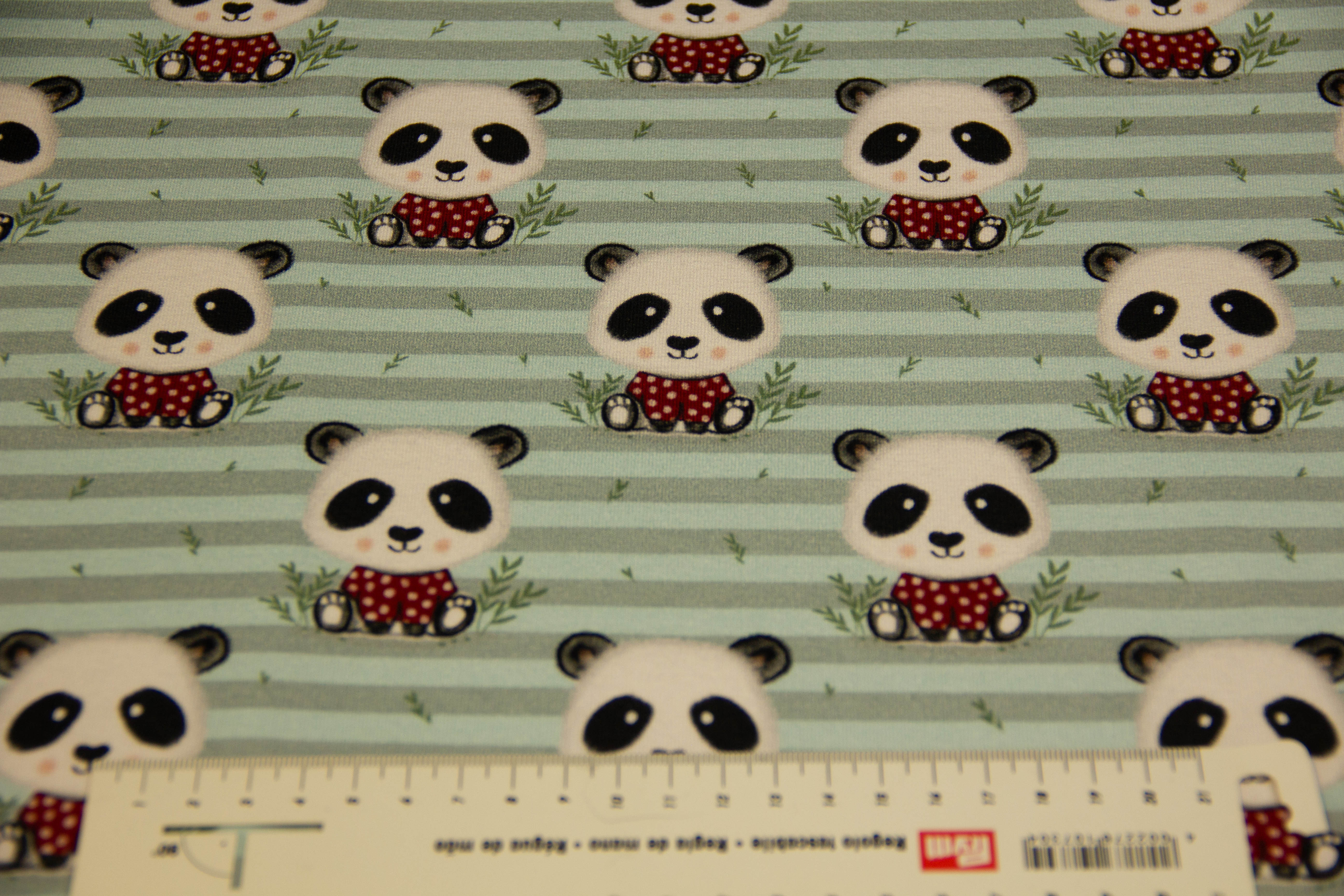 Sweat mit Pandas, Fräulein von Julie, grün, 0,5 m