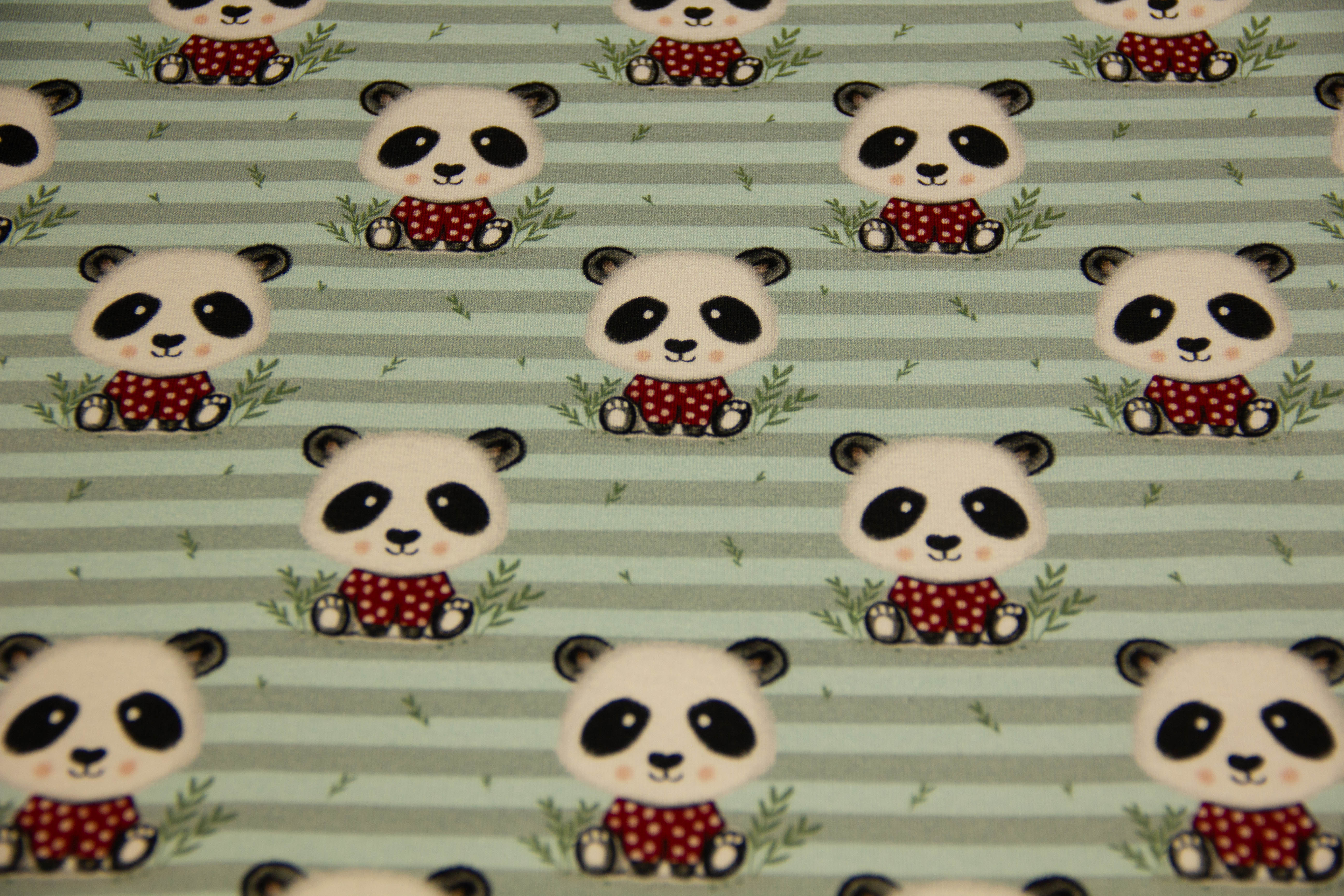 Sweat mit Pandas, Fräulein von Julie, grün, 0,5 m