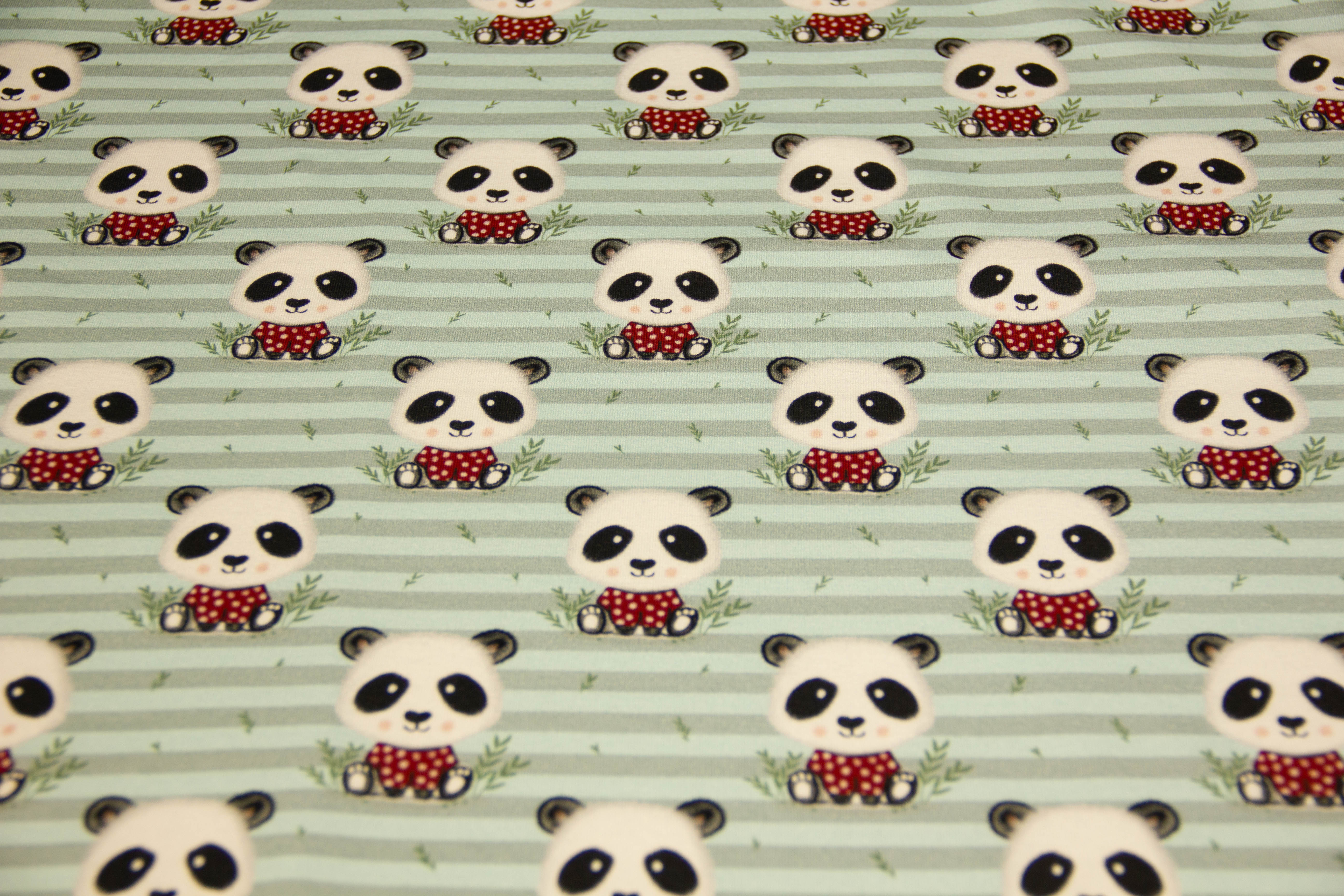 Sweat mit Pandas, Fräulein von Julie, grün, 0,5 m