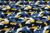 French Terry mit Pinselstrichen, schwarz, blau, 0,5 m