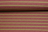 Restmenge 30 cm French Terry mit Streifen, weinrot, ocker
