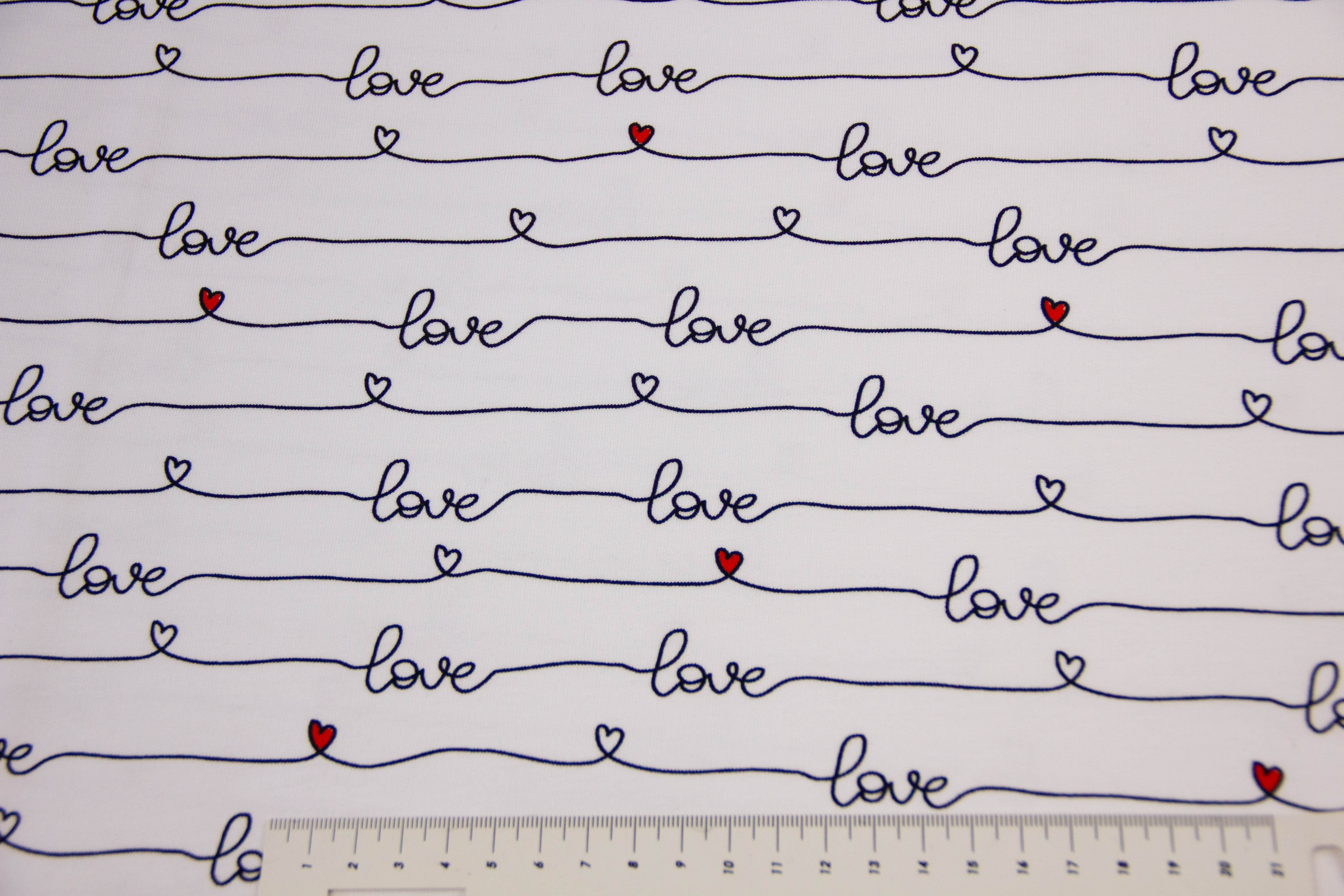 French Terry "Love", Fräulein von Julie, weiß, 0,5 m