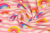 French Terry gestreift mit Regenbogen, rosa, 0,5 m
