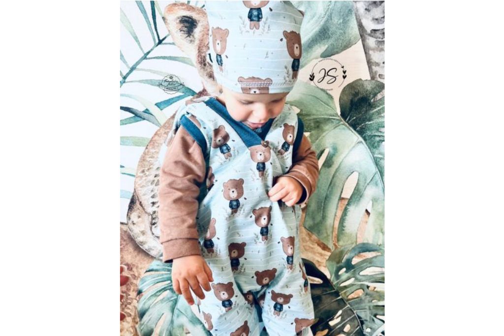 French Terry mit Bären, Fräulein von Julie, hellmint, 0,5 m