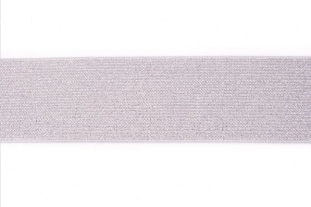 Glitzer Gummiband, elastisch, 5 cm, grau, 0,5 m
