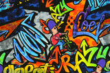 Stoffpaket French Terry + Bündchen Graffiti, blau