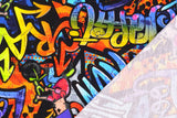 French Terry mit Graffiti, blau, 0,5 m