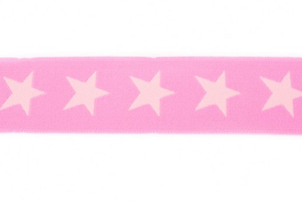 Gummiband mit Sternen, 4 cm, rosa, 0,5 m