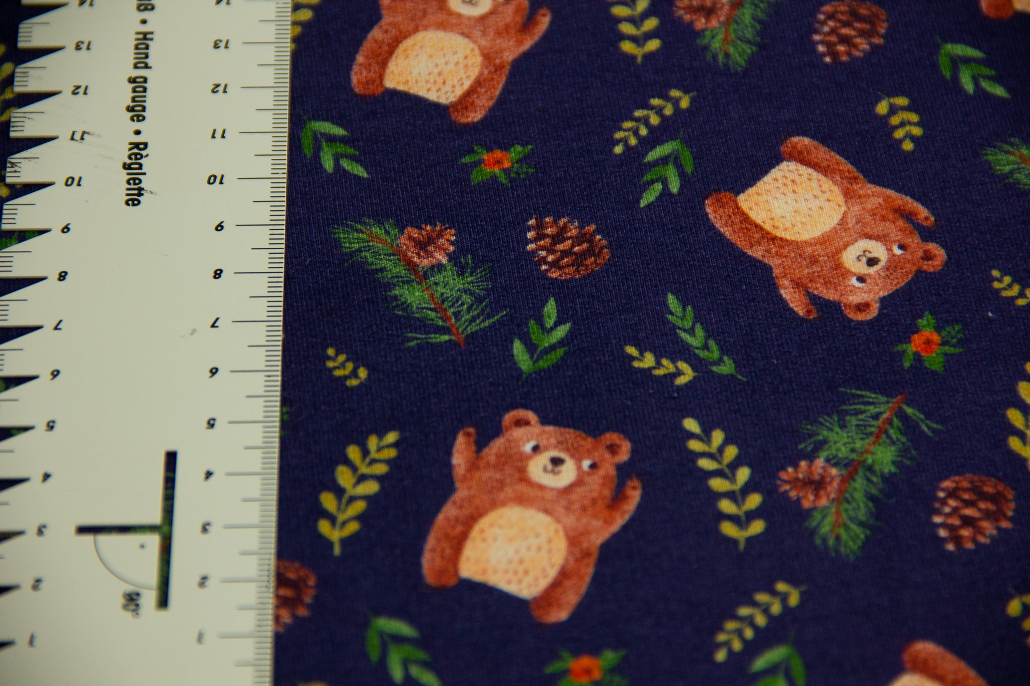 French Terry mit Bären, dunkelblau, 0,5 m