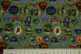 Baumwollwebware, Jurassic Park, grün, 0,5 m