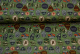 Baumwollwebware, Jurassic Park, grün, 0,5 m