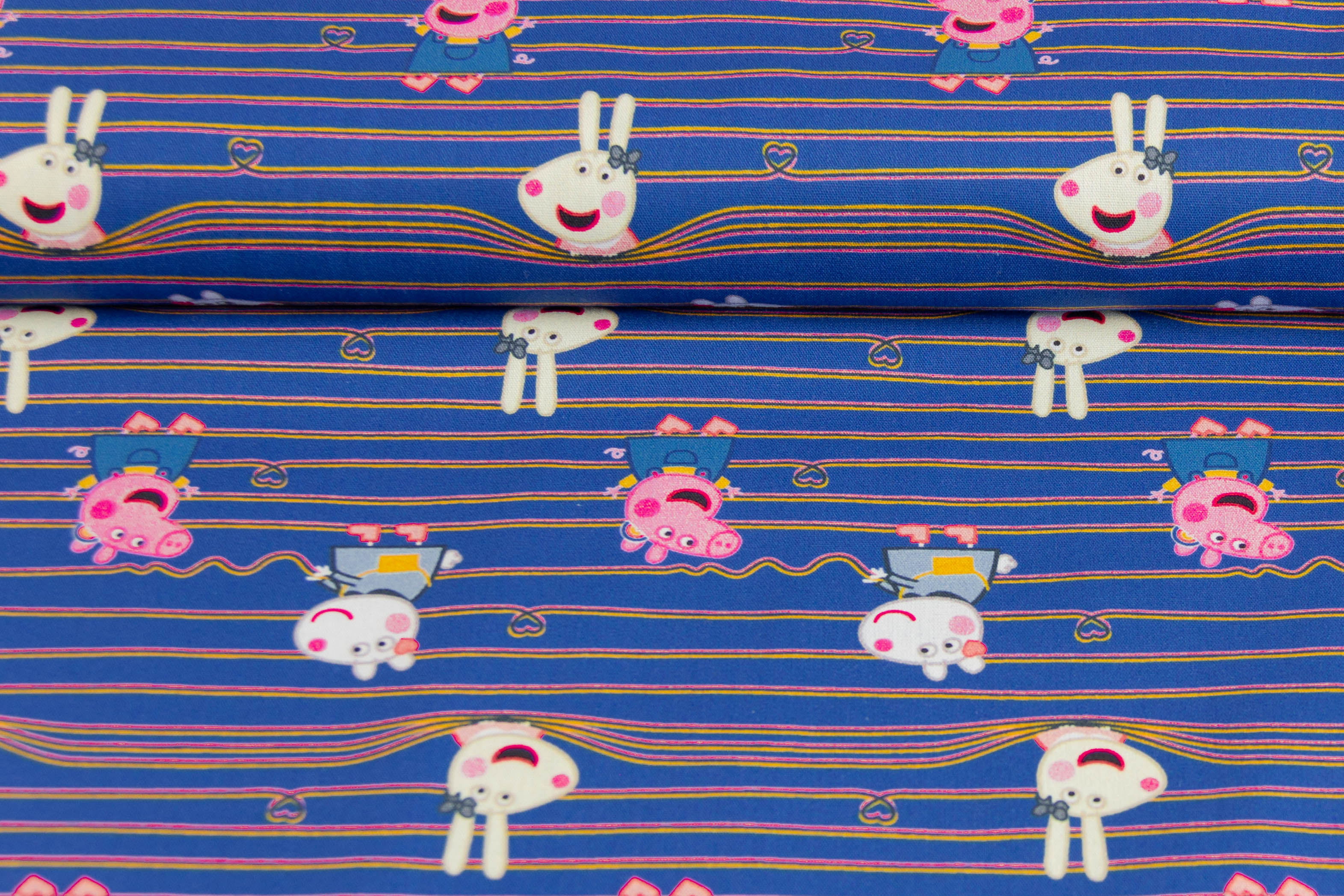 Peppa Wutz Stoff blau