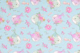 Jersey mit Walen und Blumen, hellblau, 0,5 m