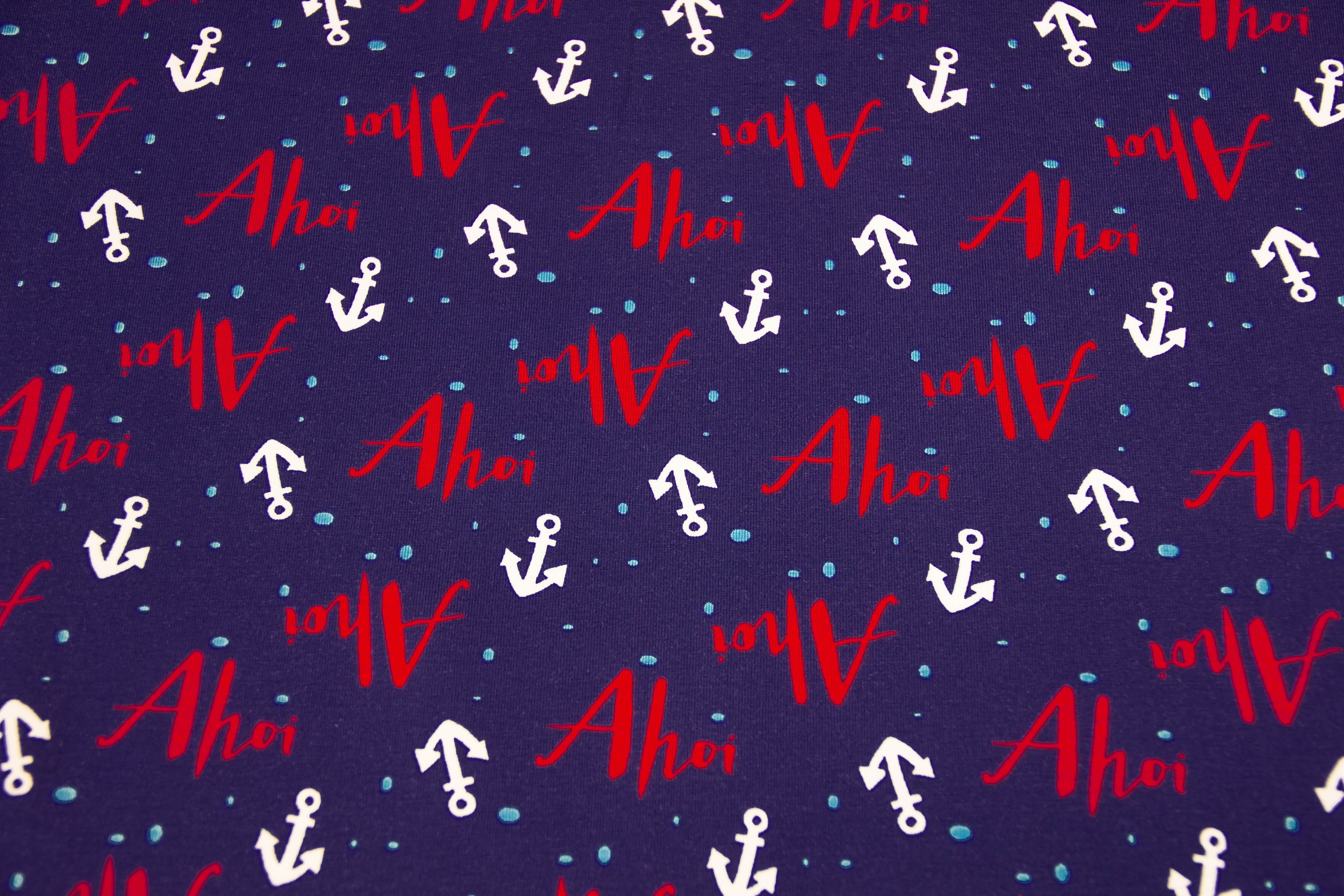 Jersey maritim mit Ankern, dunkelblau, 0,5 m