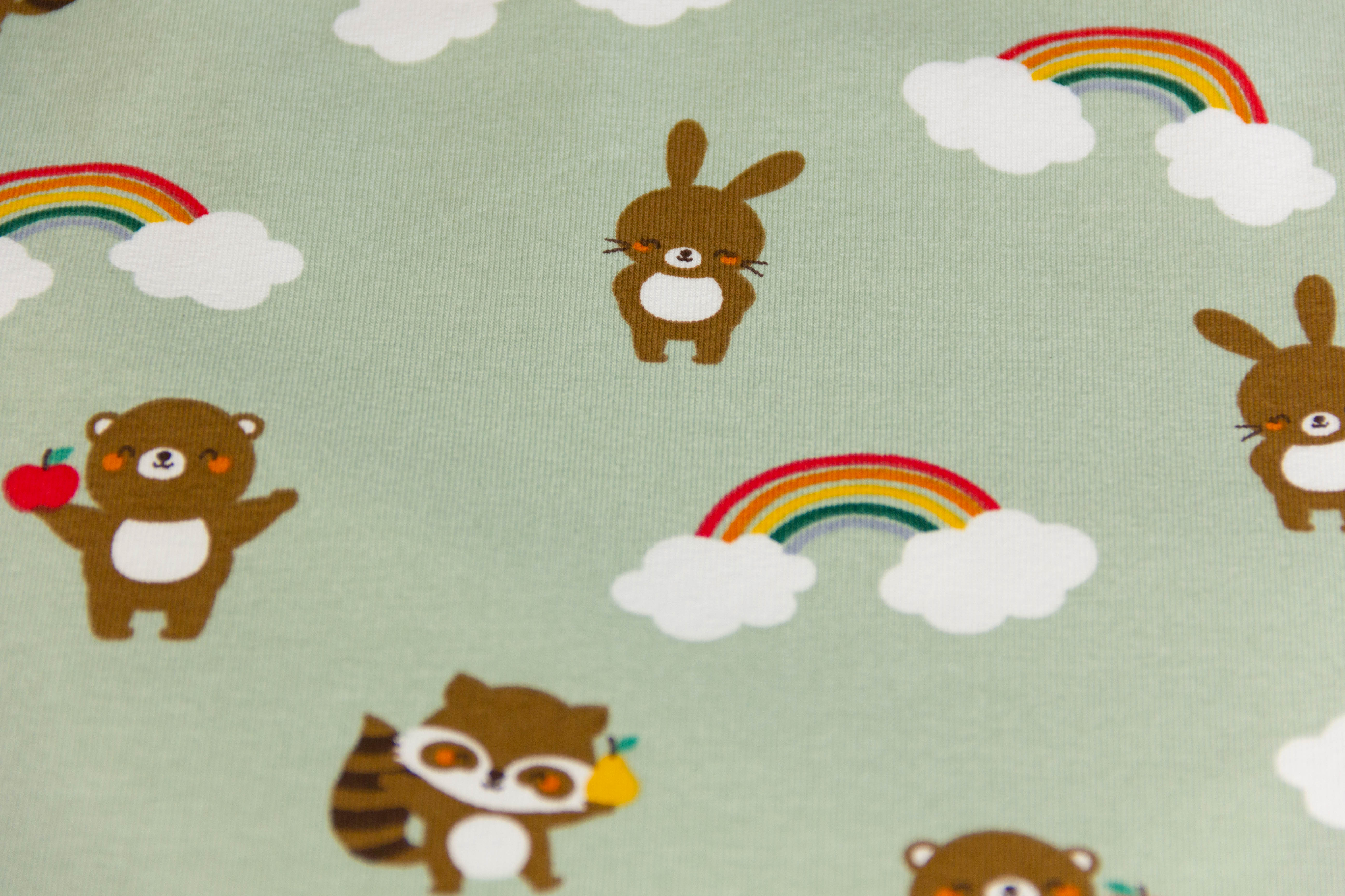 Jersey mit Bären und Regenbogen, altgrün, 0,5 m