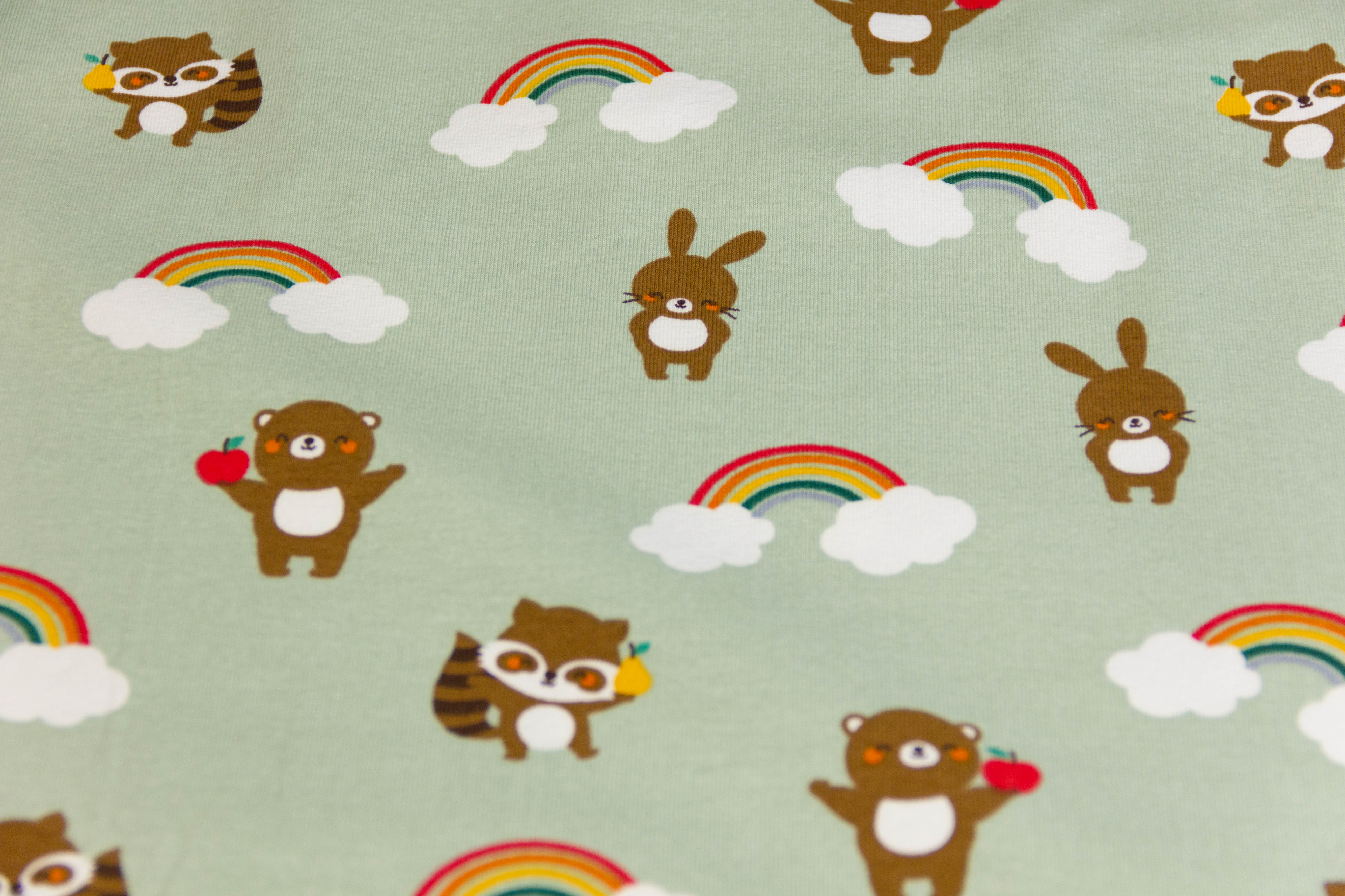 Jersey mit Bären und Regenbogen, altgrün, 0,5 m