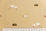 Restmenge 95 cm Jersey Bauernhof, beige, braun