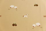 Restmenge 95 cm Jersey Bauernhof, beige, braun