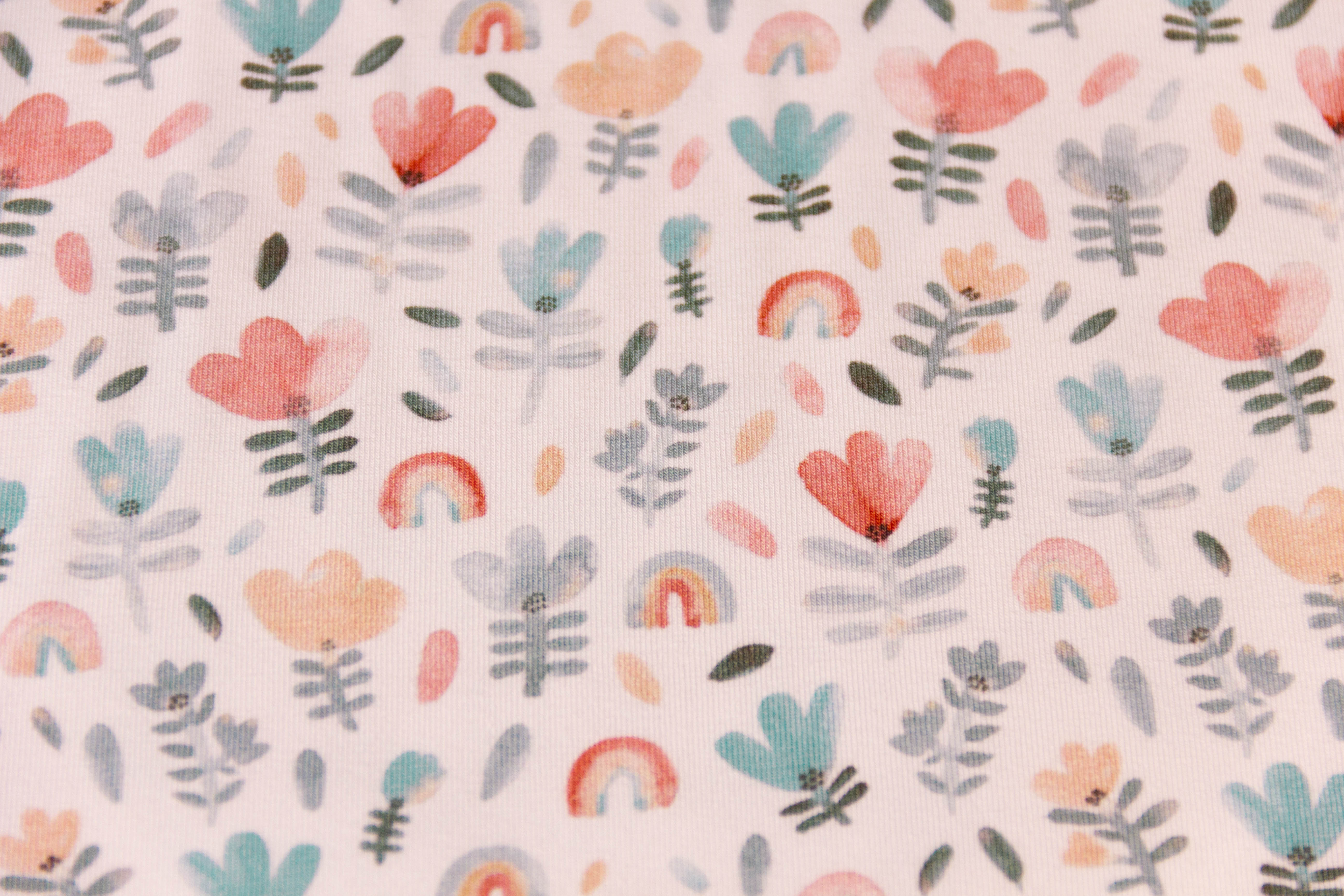 Jersey mit Blumen, ecru, 0,5 m