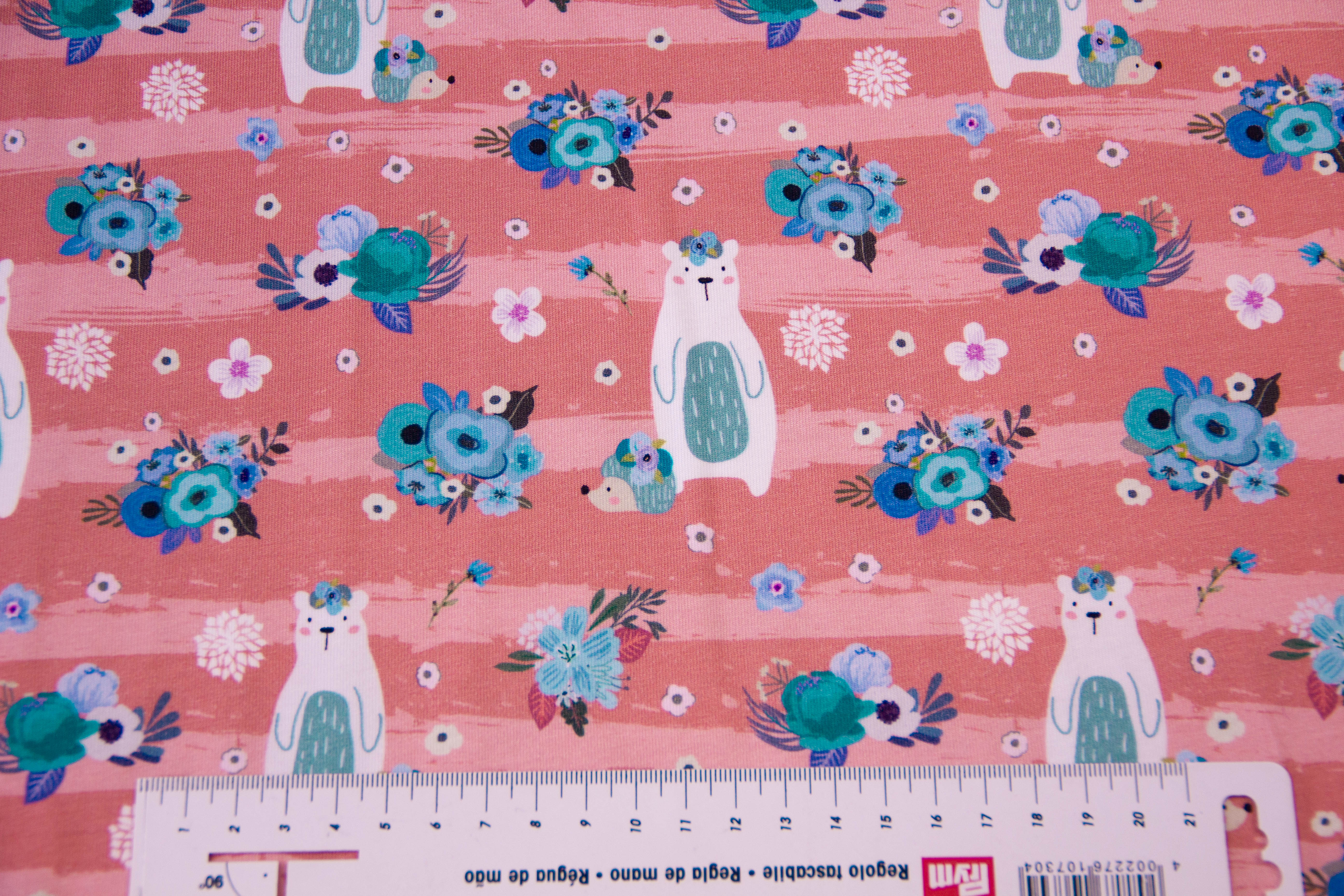 Stoffpaket Jersey mit Bären, altrosa, rosa