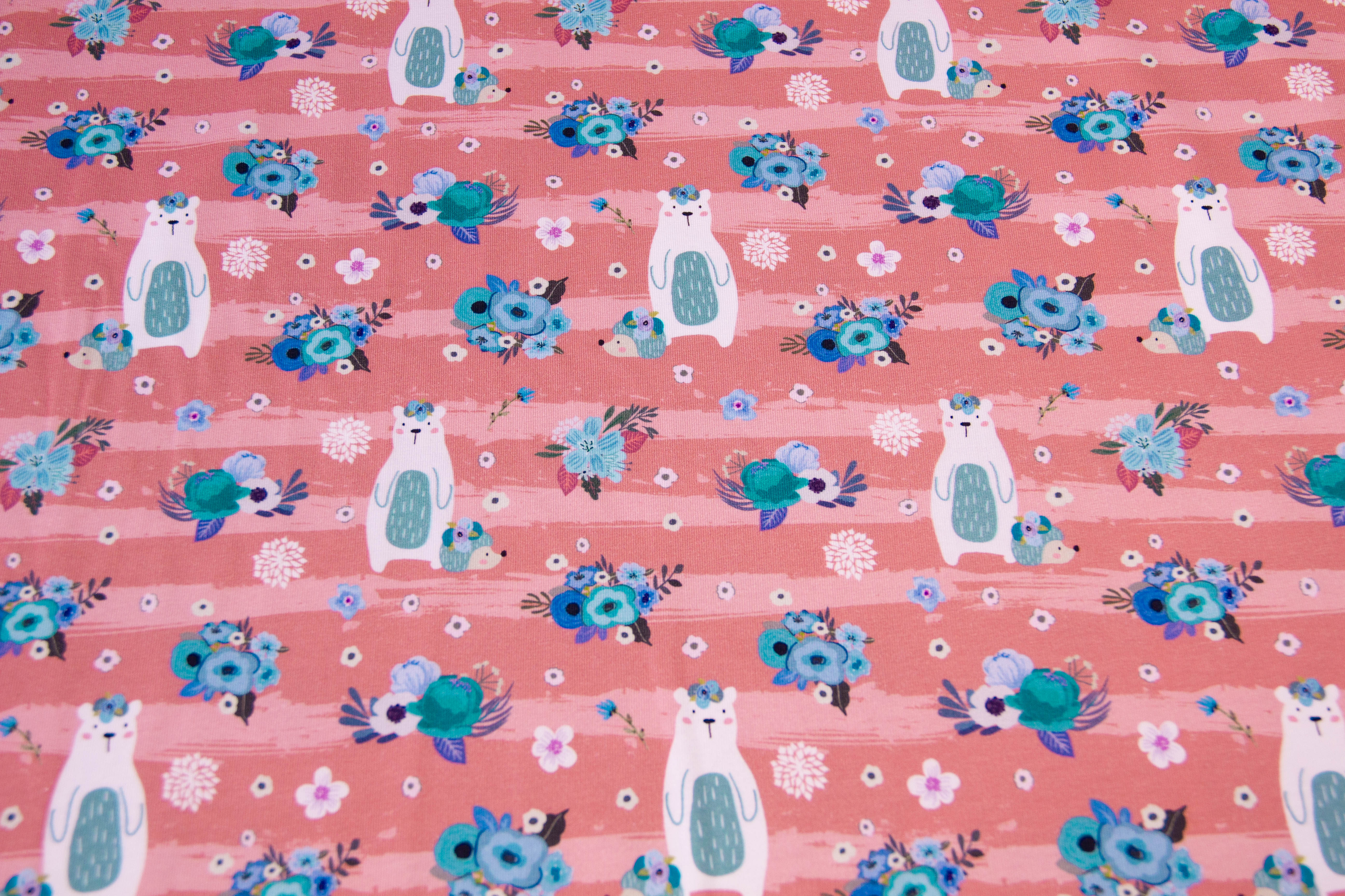 Jersey mit Bären, altrosa, 0,5 m