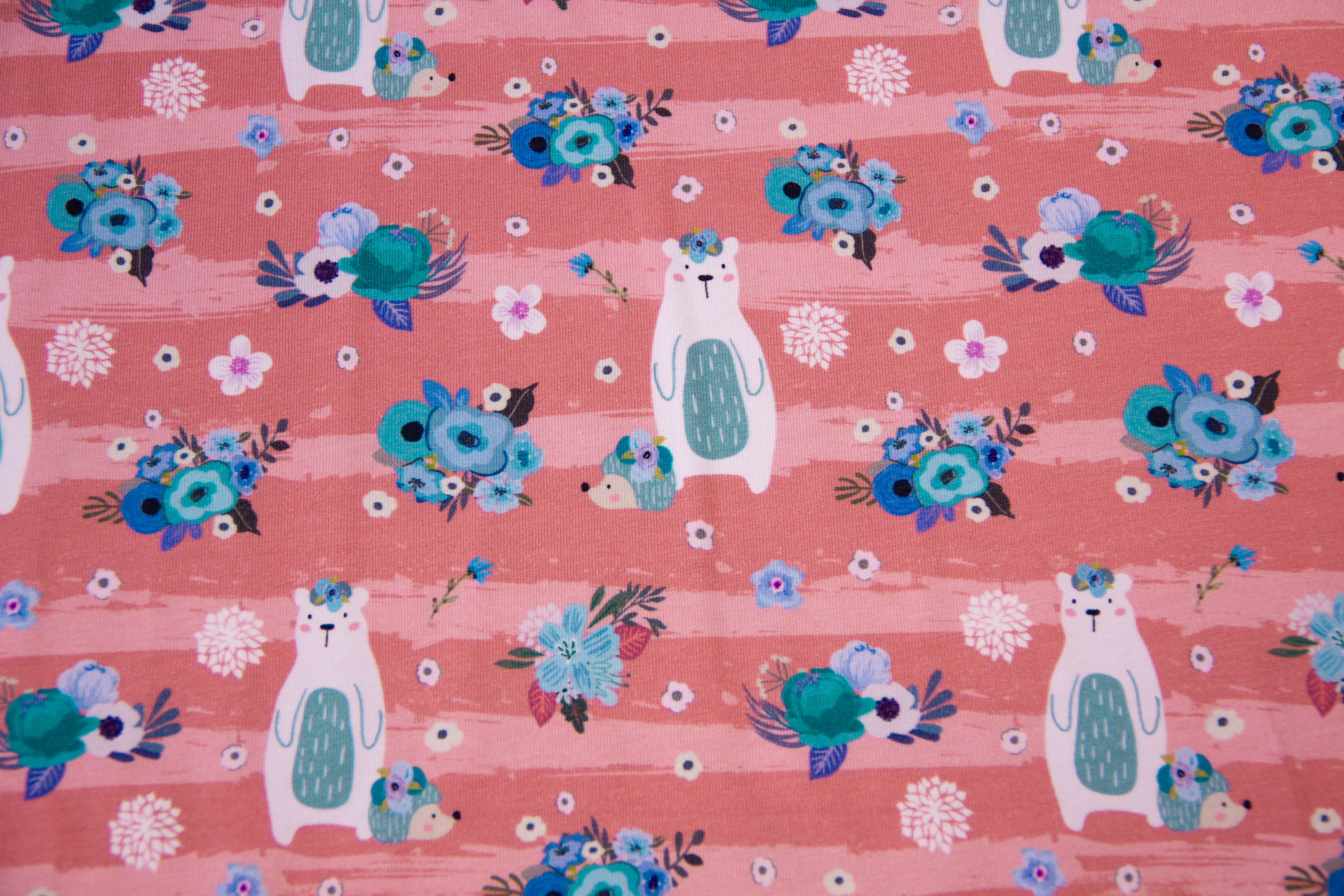 Jersey mit Bären, altrosa, 0,5 m