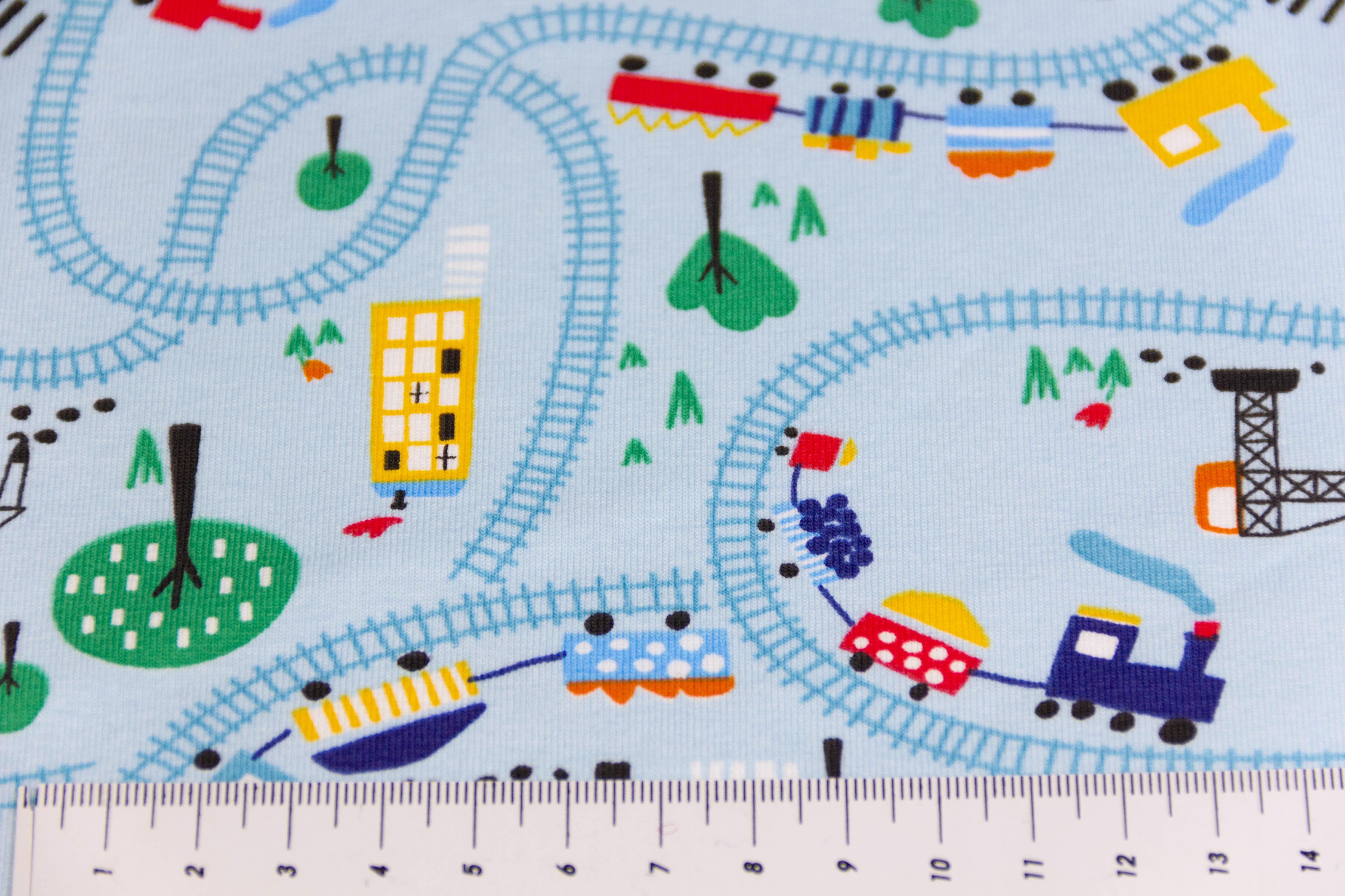 Jersey mit Eisenbahn, hellblau, 0,5 m