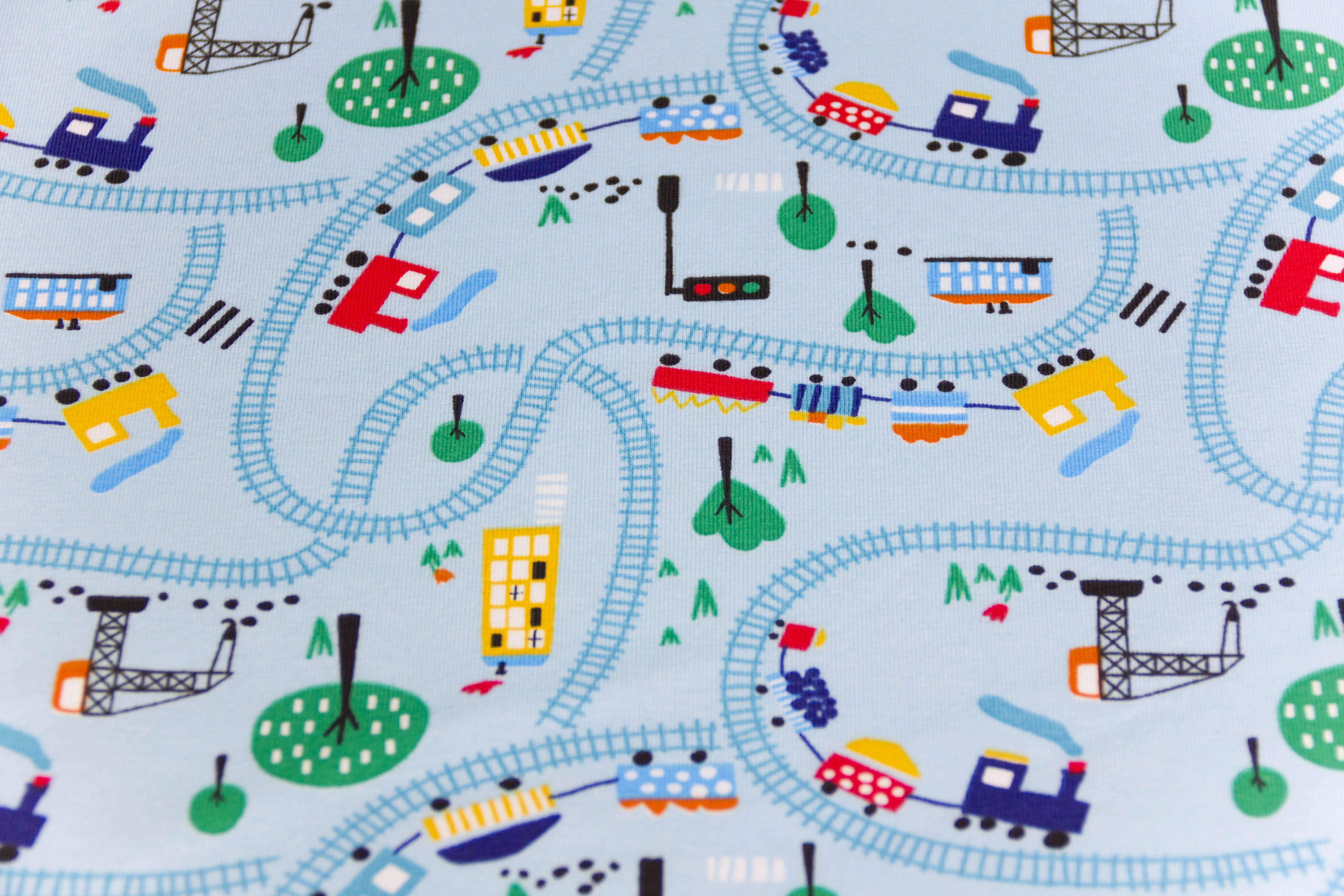 Jersey mit Eisenbahn, hellblau, 0,5 m
