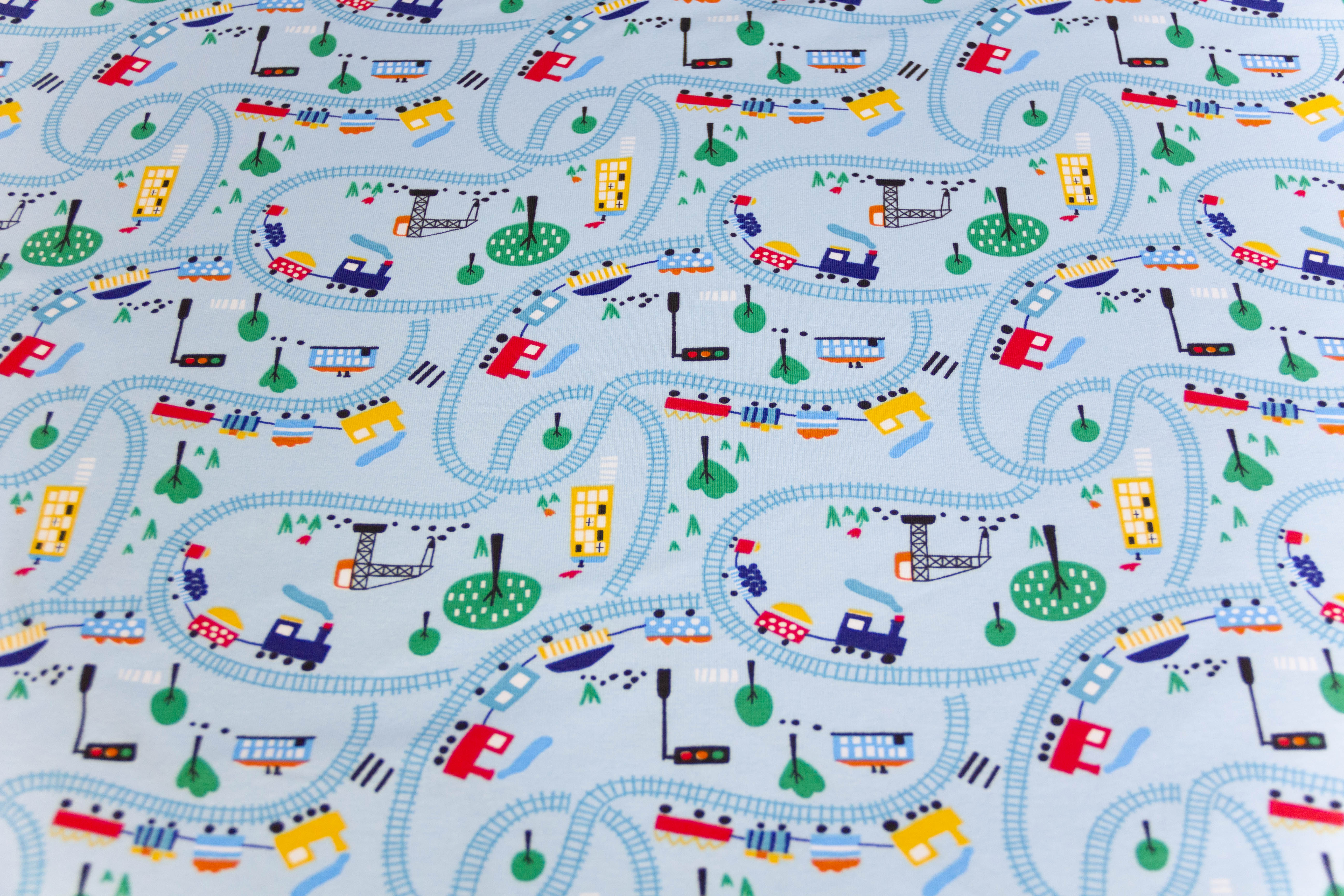 Jersey mit Eisenbahn, hellblau, 0,5 m