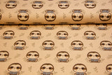 Jersey mit Faultieren, Fräulein von Julie, beige, 0,5 m