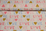Stoffpaket Jersey "Love", beige meliert, rosa