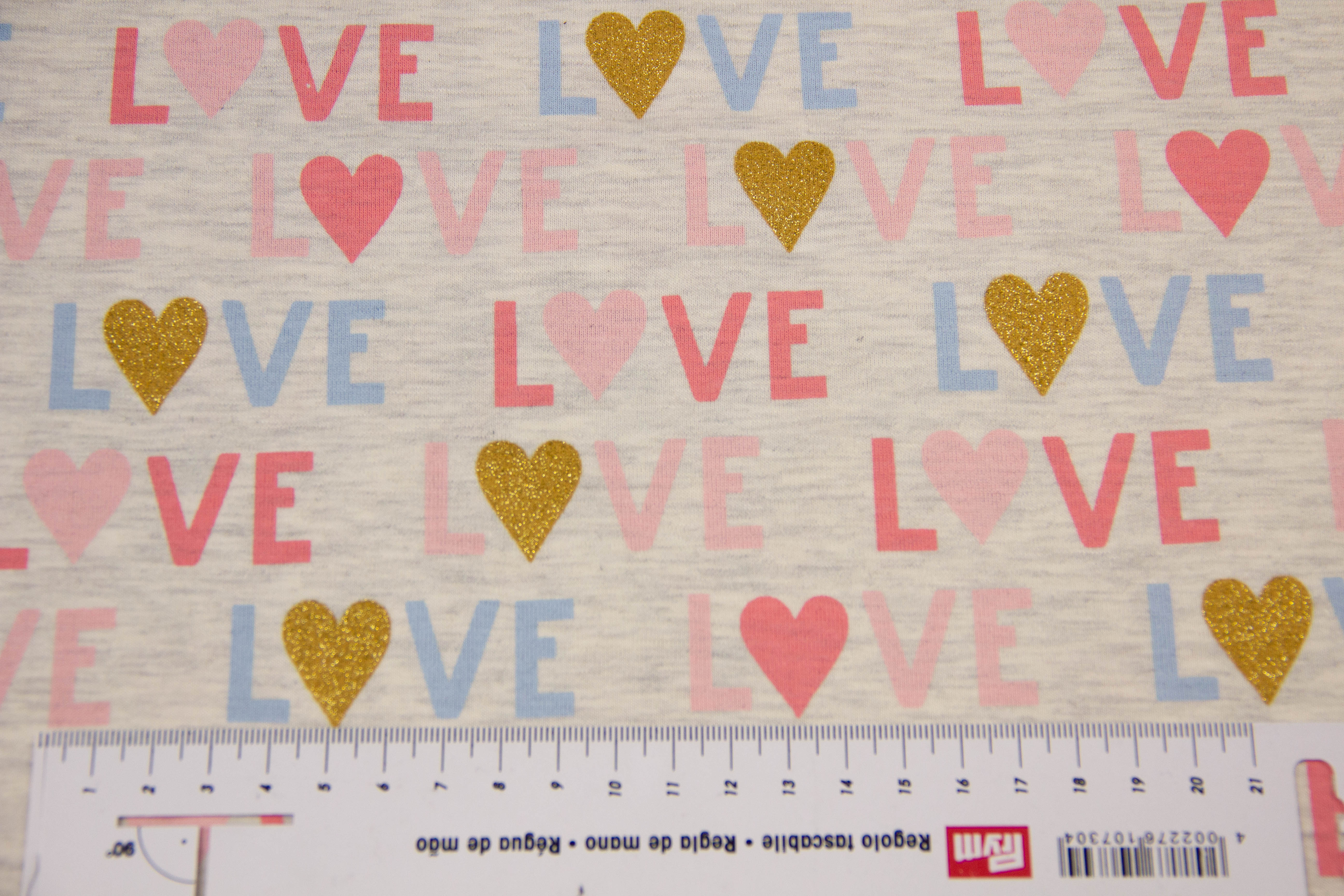 Jersey "Love", beige meliert, 0,5 m