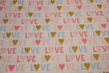 Stoffpaket Jersey "Love", beige meliert, rosa