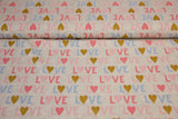 Stoffpaket Jersey "Love", beige meliert, rosa