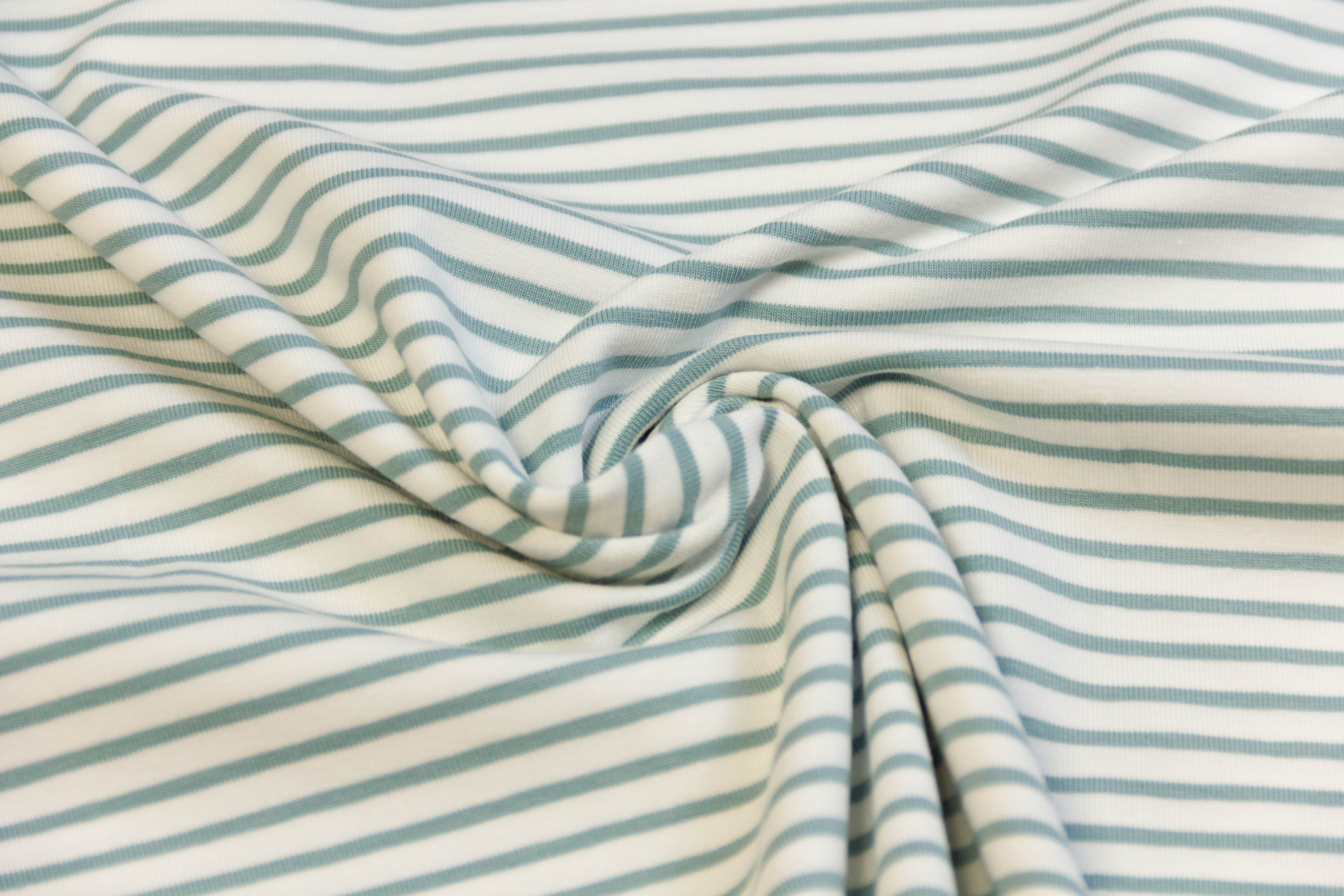 Jersey mit Streifen, weiß, petrol, 0,5 m