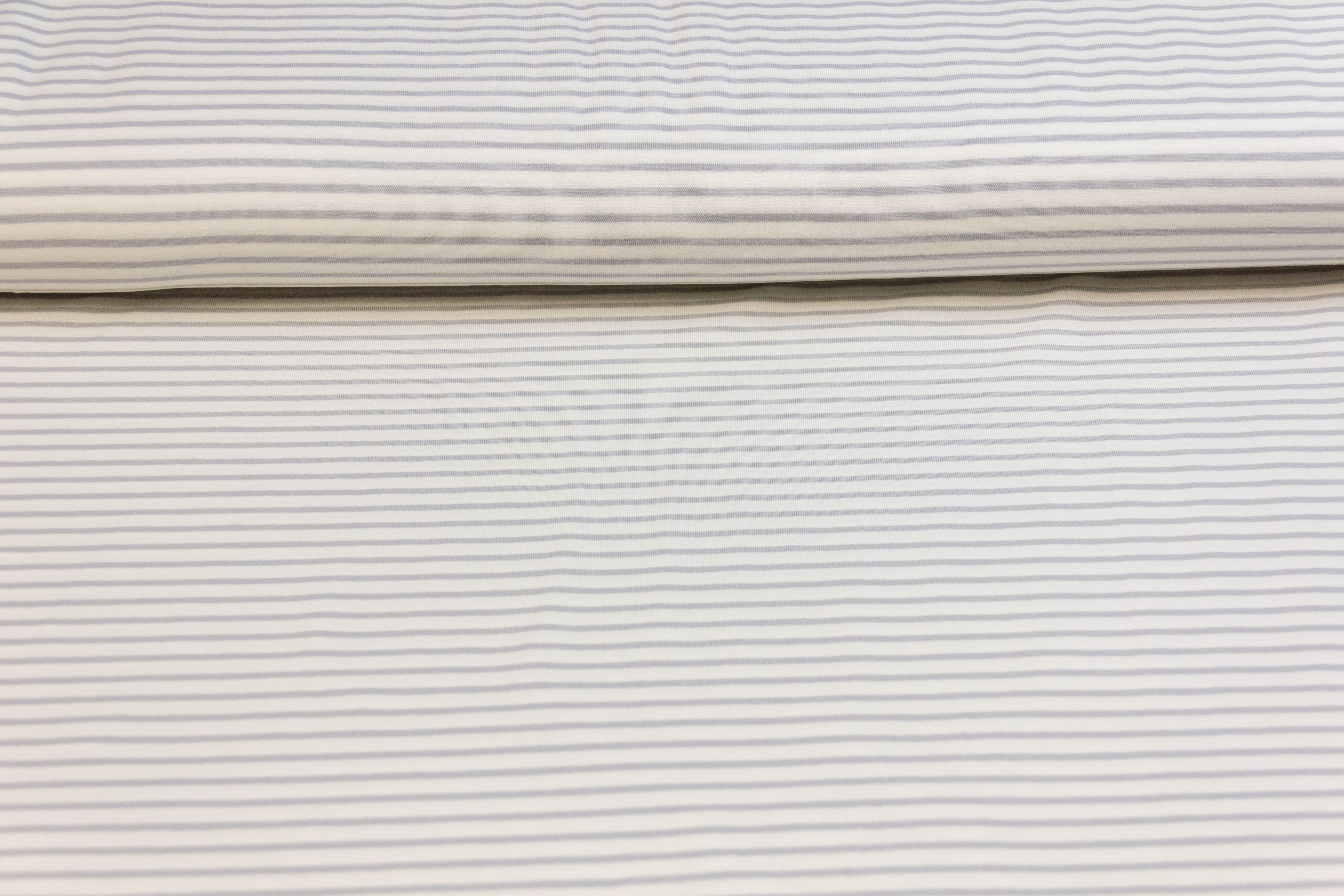 Jersey mit Streifen, weiß, hellgrau, 0,5 m