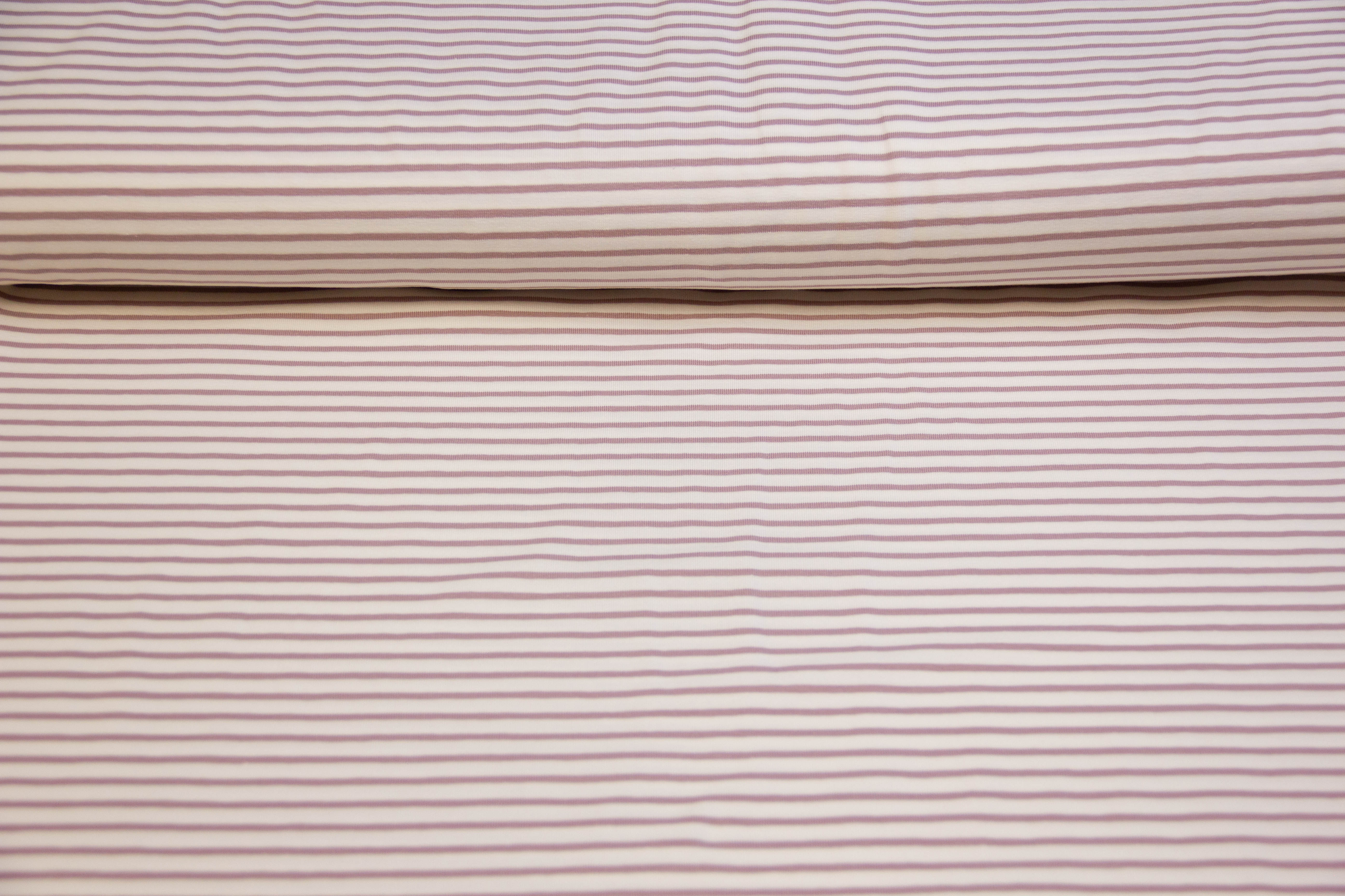 Jersey mit Streifen, weiß, malve, 0,5 m