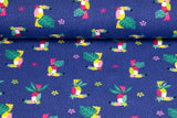 Stoffpaket Jersey mit Tukanen, blau, gelb