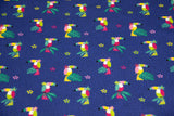 Stoffpaket Jersey mit Tukanen, blau, rosa