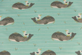 Jersey mit süßen Walen und Möwen, mint, 0,5 m
