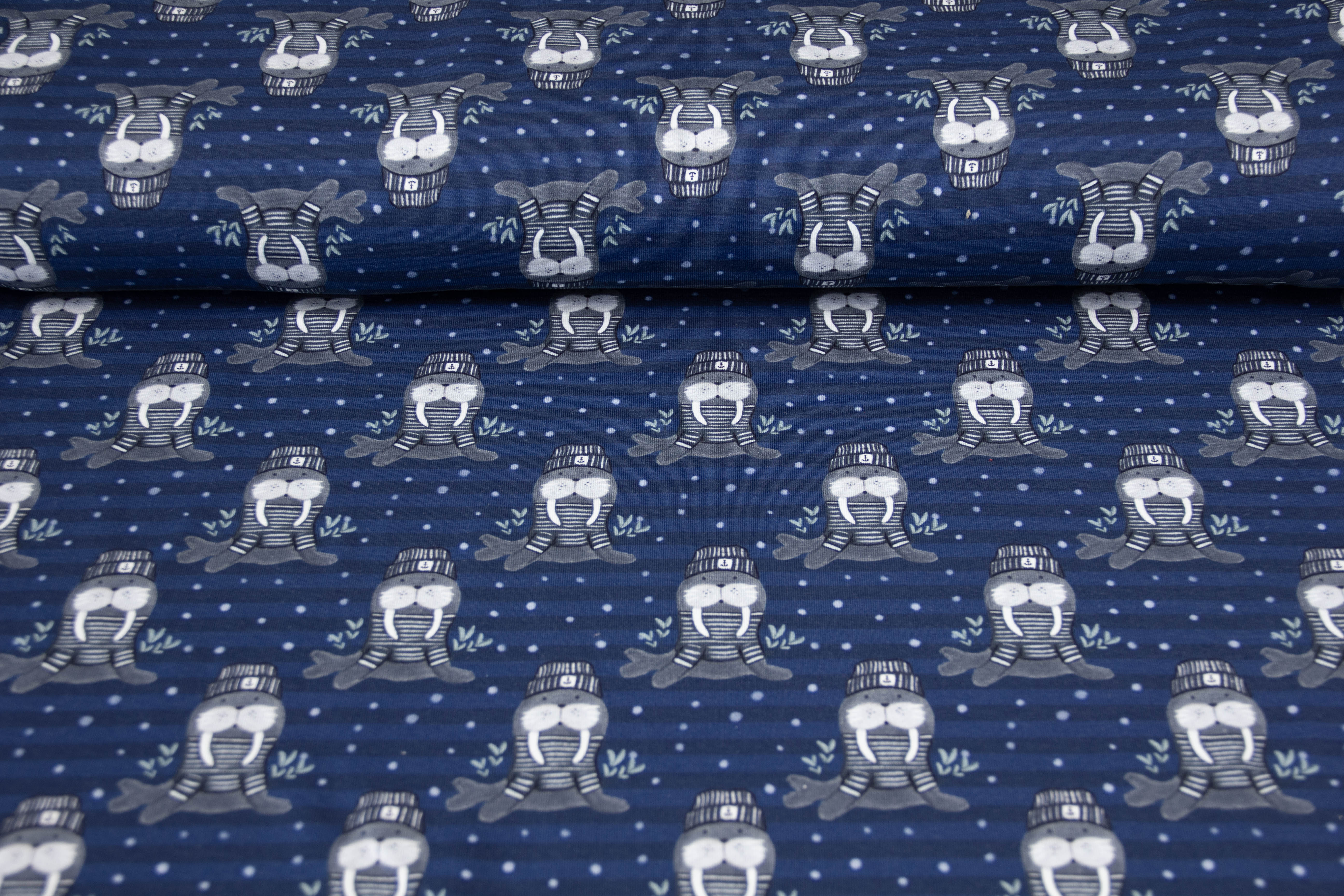 Jersey "Walross", Fräulein von Julie, blau, 0,5 m