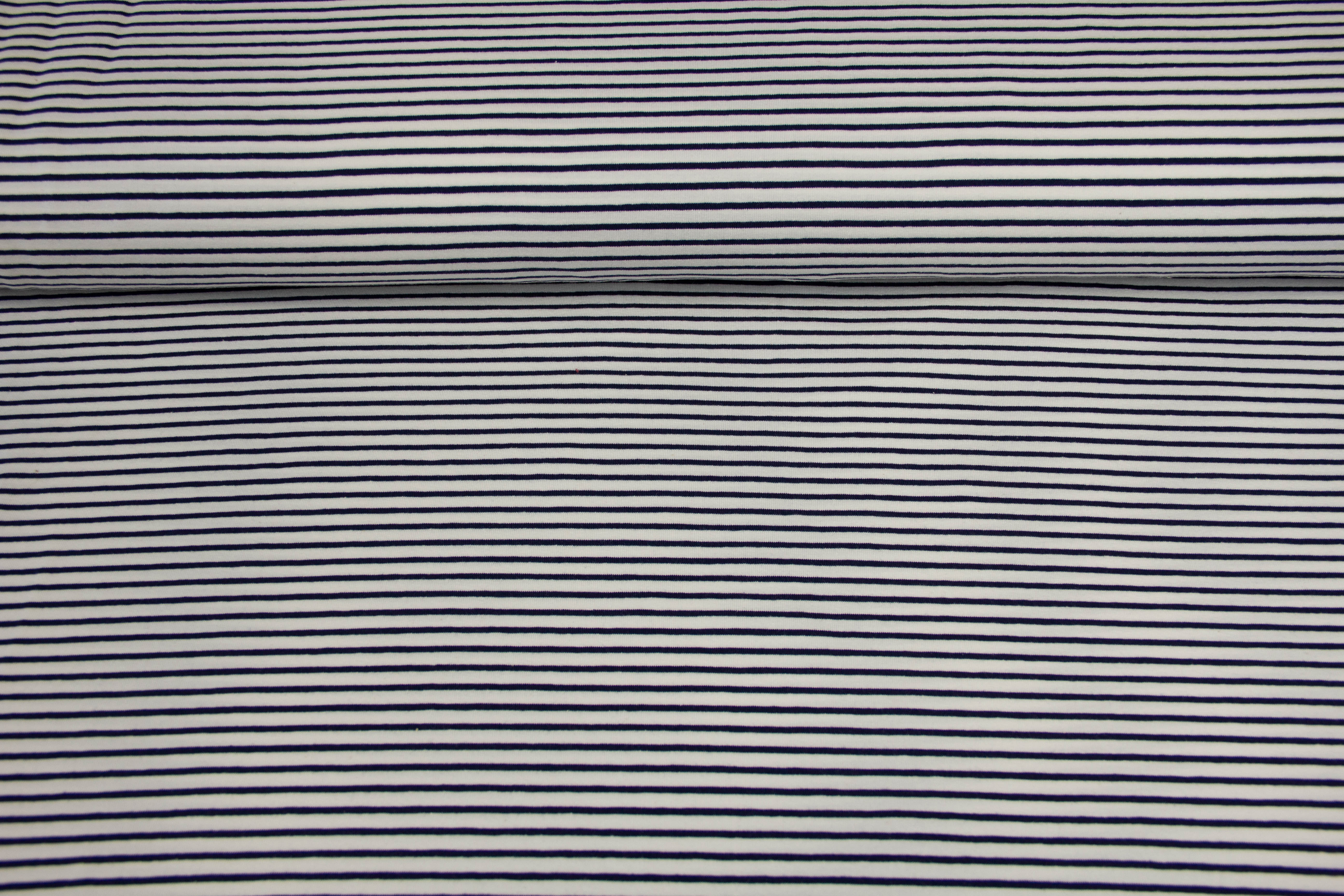 Jersey mit Streifen, weiß, marine, 0,5 m